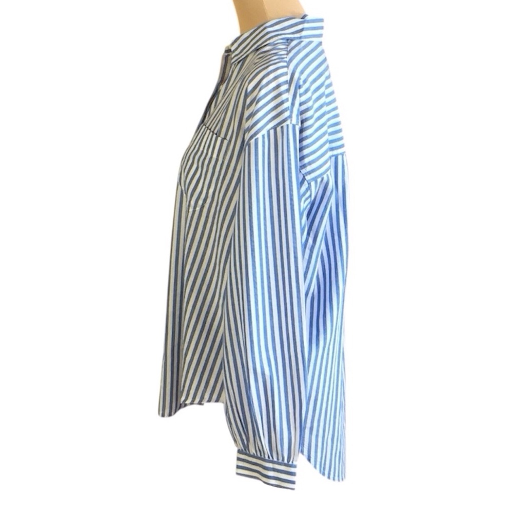 NWT JAG Jeans Women's Relaxed Button-Down Shirt, Blue Stripe, Women's Medium - Picture 4 of 12